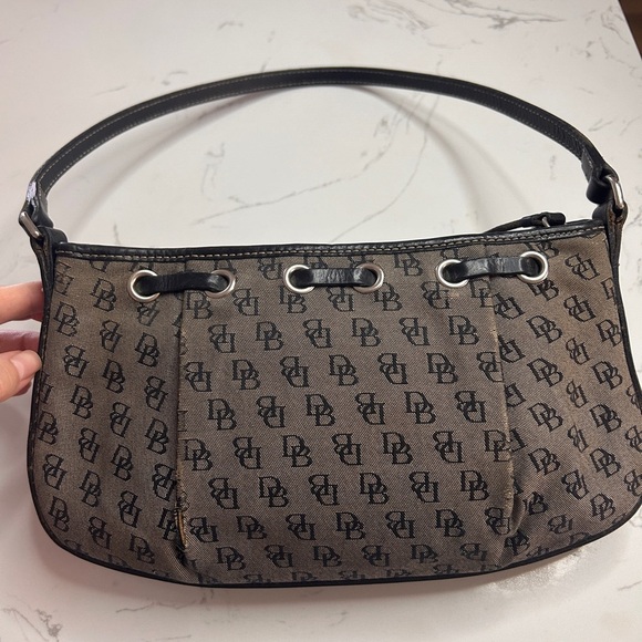 Dooney & Bourke Vintage Cloth Leather Trim Signature MonogramPurse Y2K-Pre Loved - Picture 14 of 16